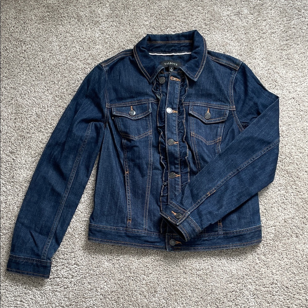 Talbots Indigo Denim Jacket with Ruffle Trim Women’s size S Small